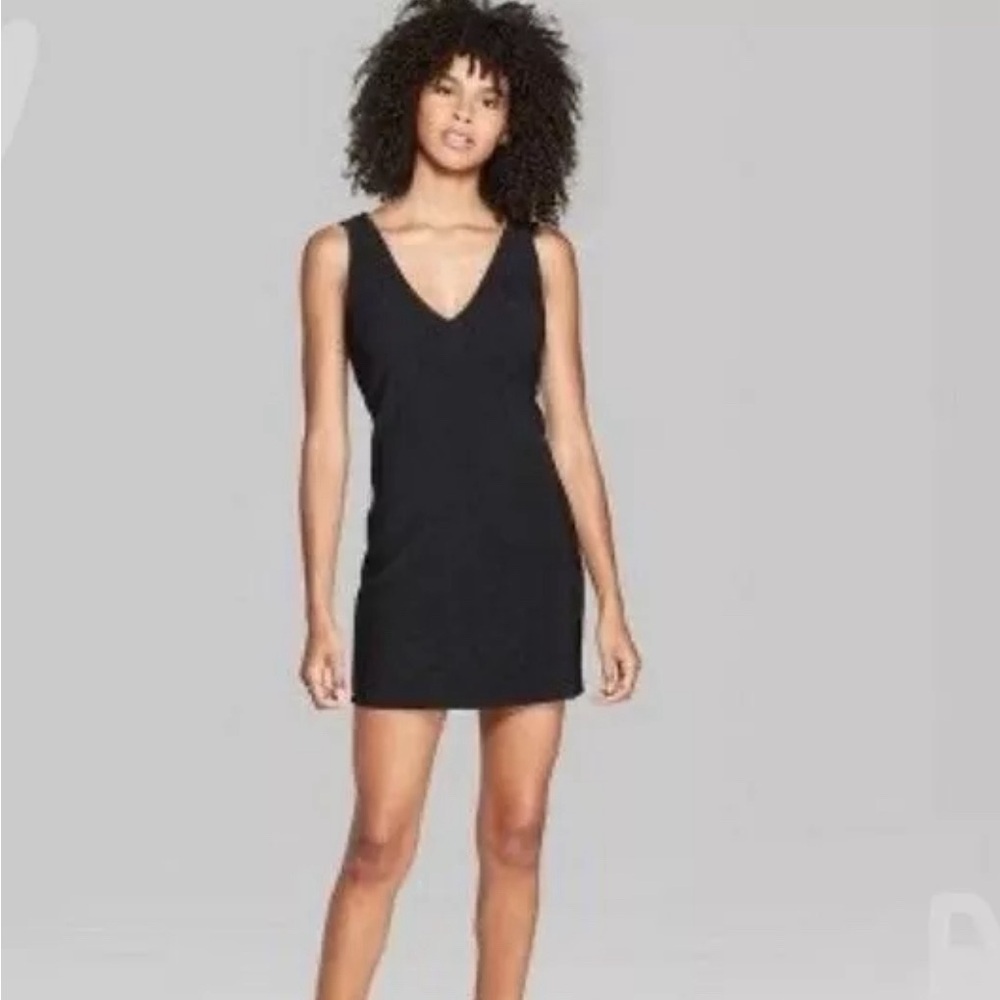 Wild fable black lined texture mini dress